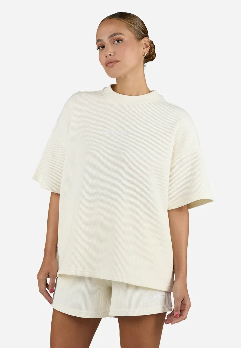 AMANDA OVERSIZED RIB TEE - T-Shirt print - washed unbleached