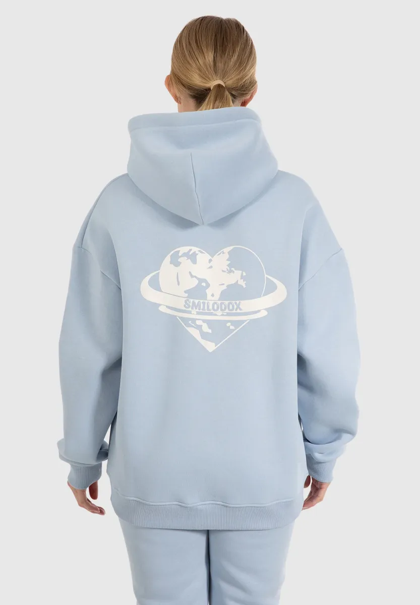 AMORA FULL ZIP HOODIE BACK PRINT - Sweatjacke - hellblau