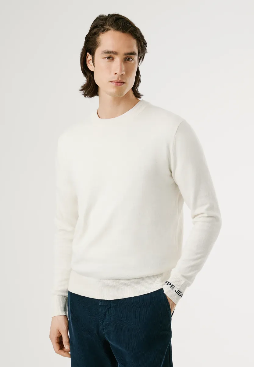 ANDRE CREW NECK - Strickpullover - ivory white