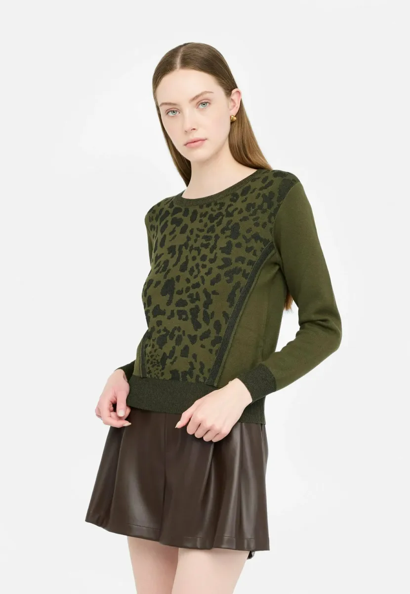 ANIMAL PRINT - Strickpullover - khaki