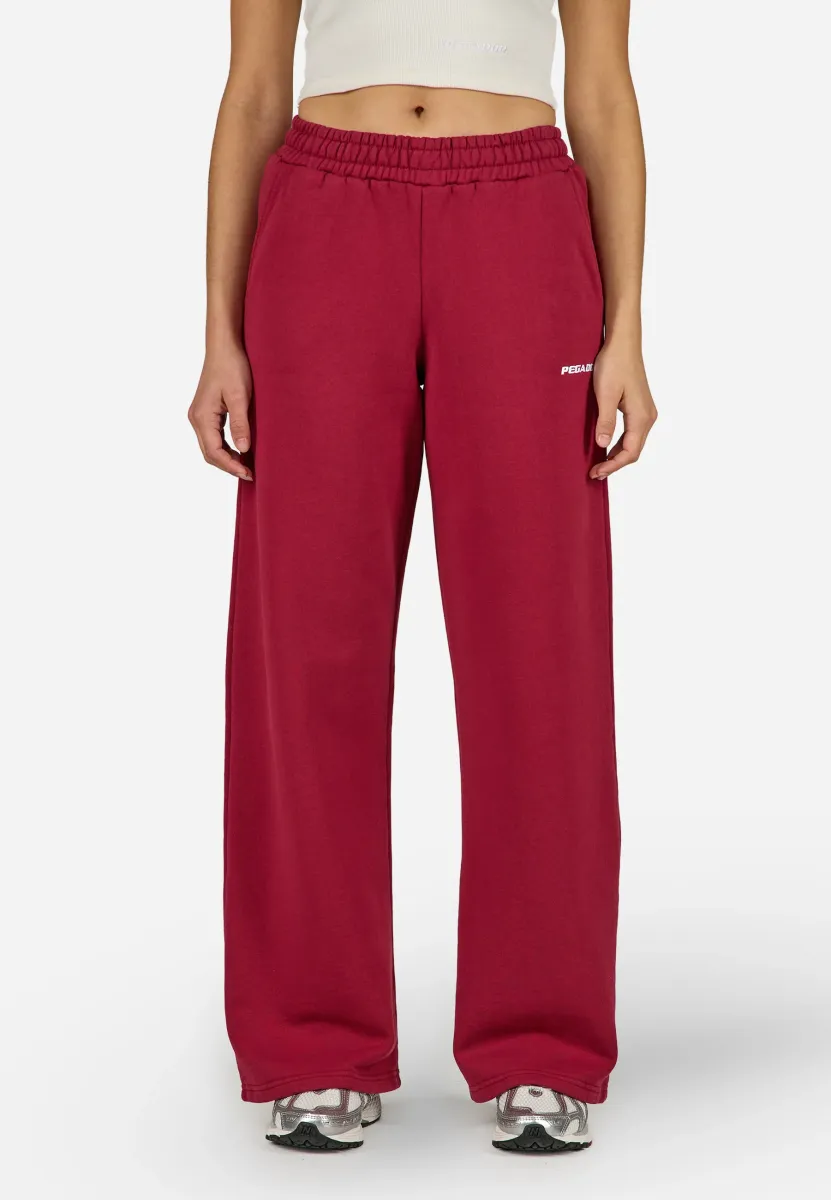 ANNI WIDE PANTS - Jogginghose - washed burgundy red/white
