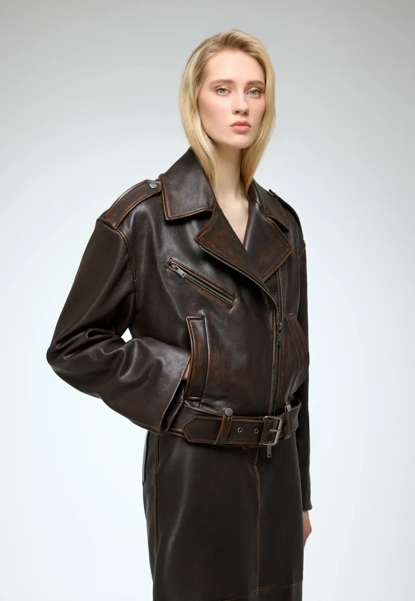 ANYA - Lederjacke - brown