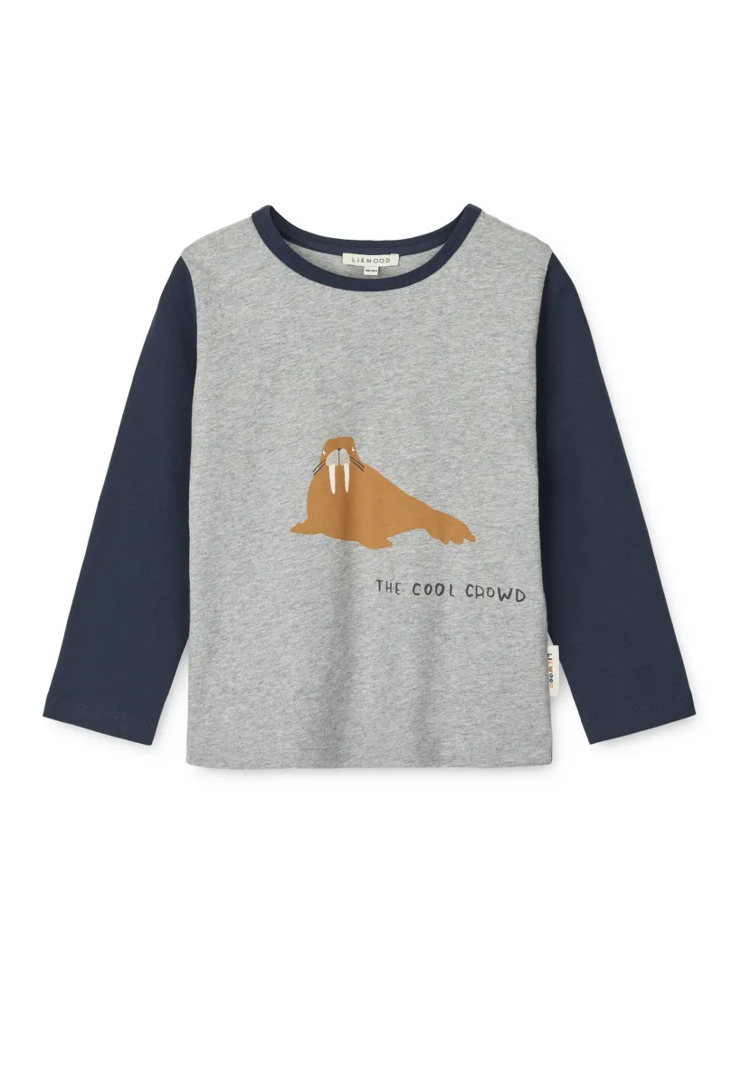 APIA PLACEMENT LONGSLEEVE - Langarmshirt - grey melange/classic navy