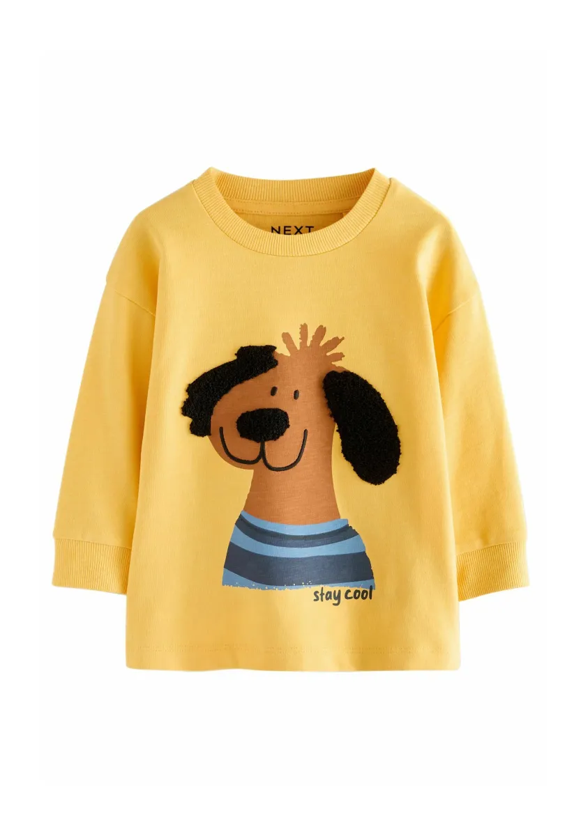 APPLIQUÉ - Langarmshirt - yellow boucle dog
