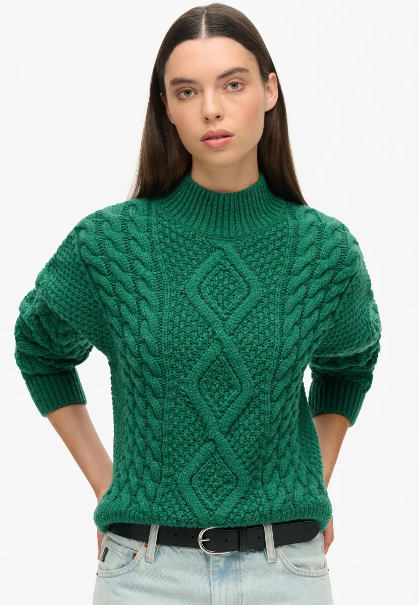 ARAN CABLE - Strickpullover - pine green