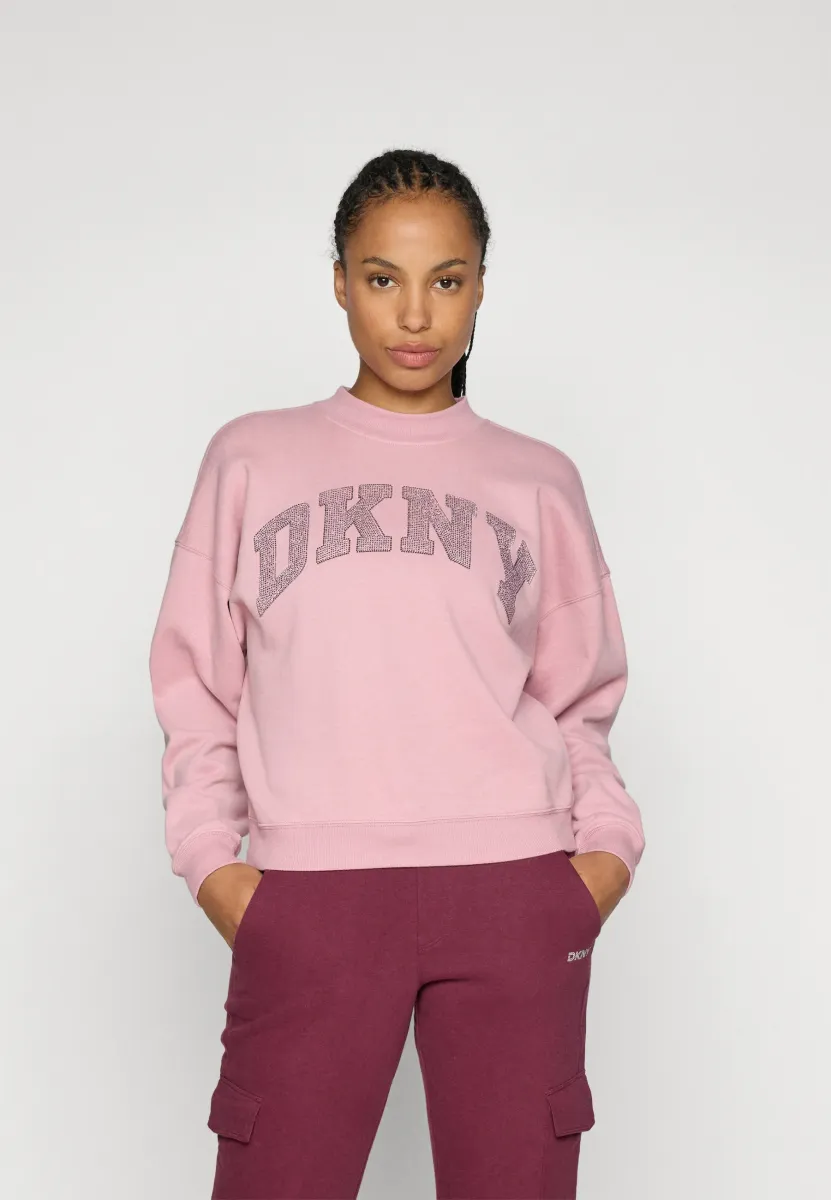 ARCHED EXPLODED RHINESTONE VARISTY LOGO BOWERY HIGH CREW NECK - Sweatshirt - dusty mauve