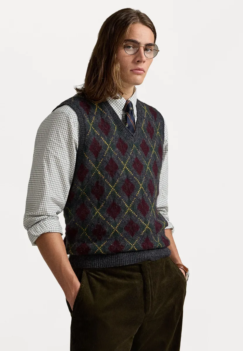 ARGYLE WOOL-CASHMERE SWEATER VEST - Strickpullover - charcoal