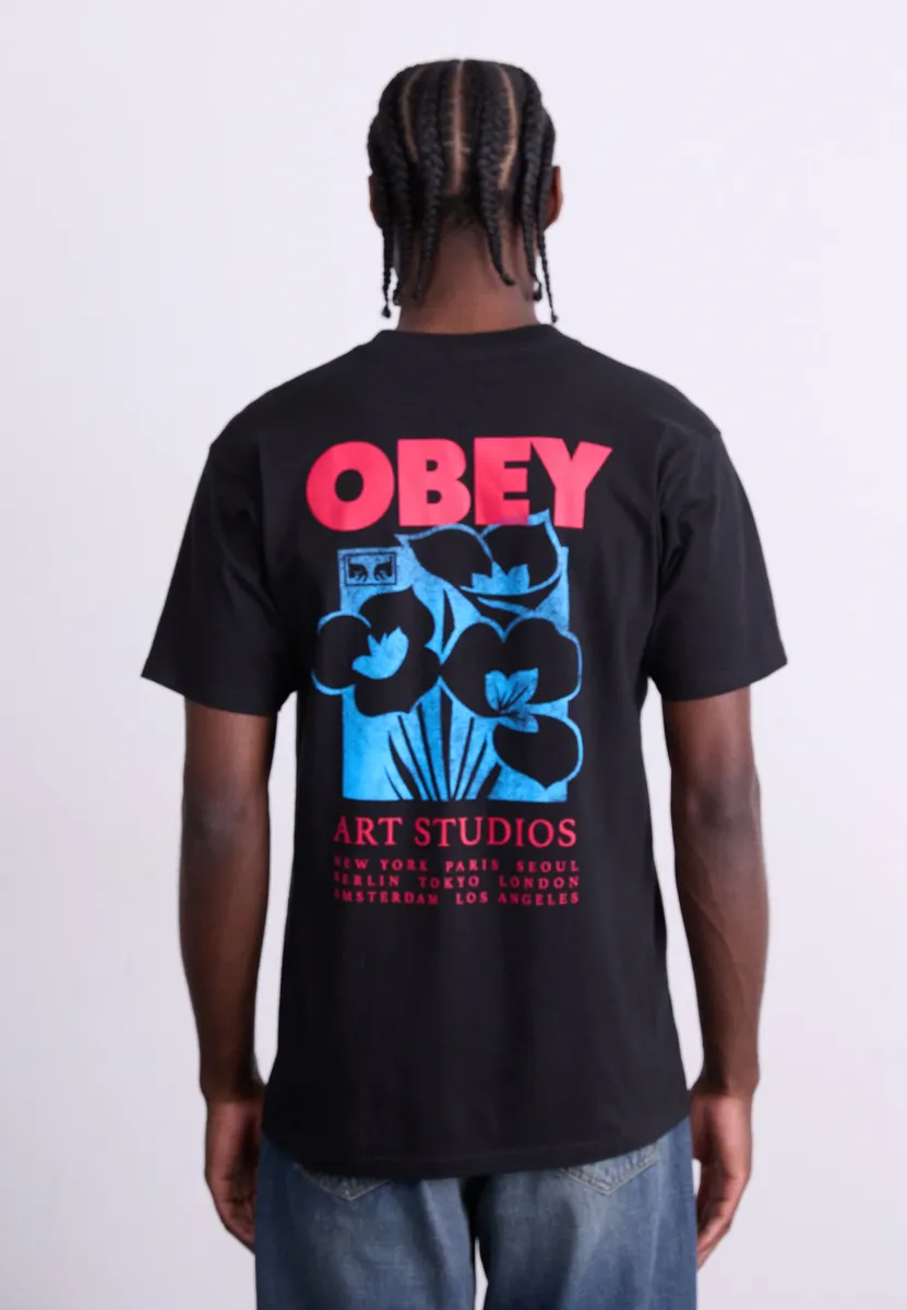 ART STUDIO FLOWERS - T-Shirt print - black
