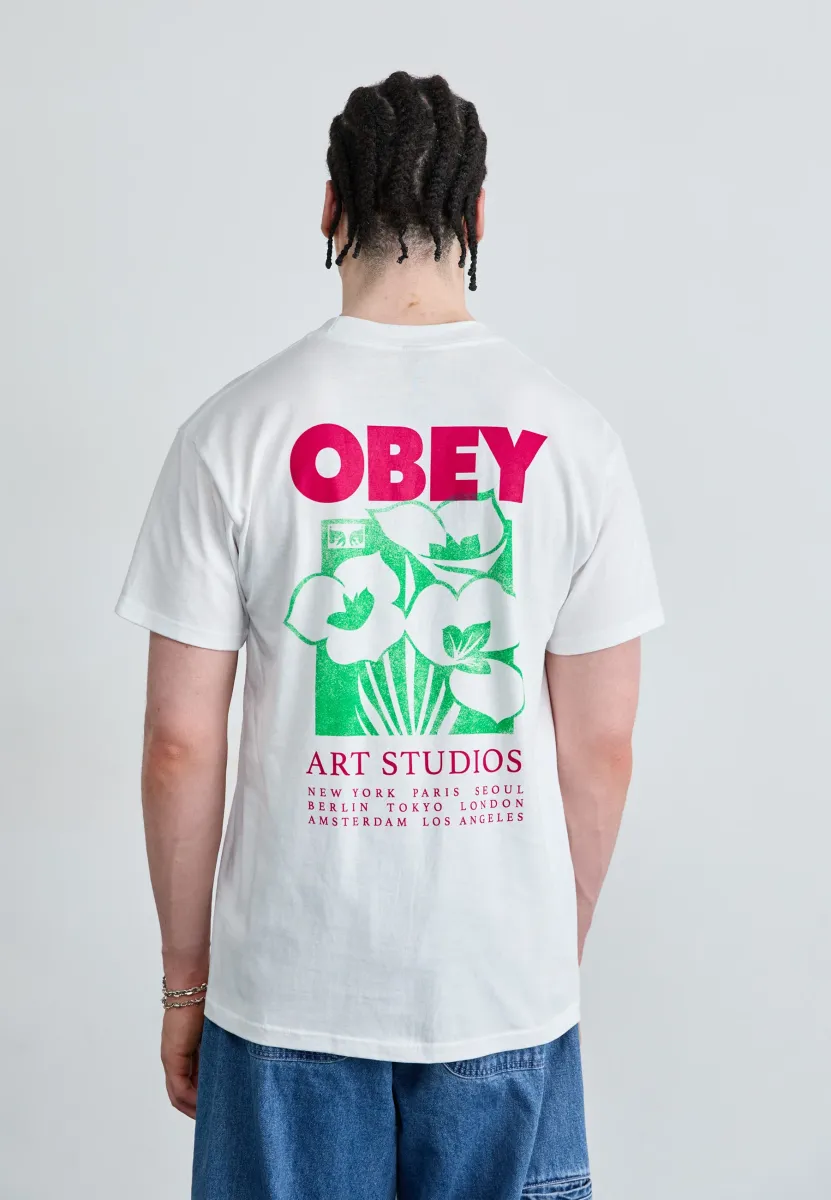 ART STUDIO FLOWERS - T-Shirt print - white