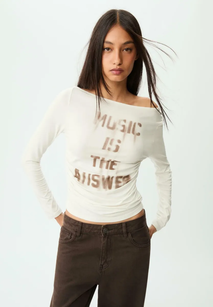 ASYMMETRIC PLACEMENT PRINT - Langarmshirt - white