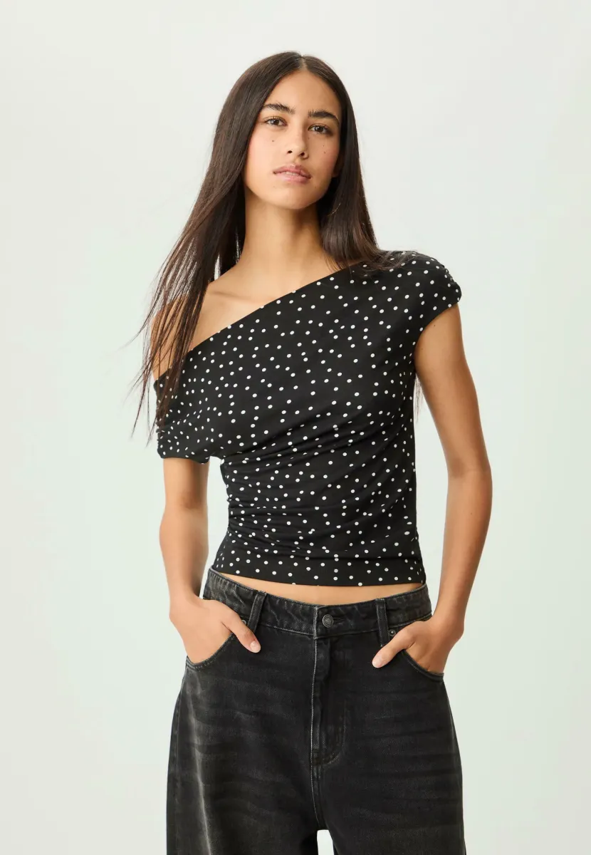 ASYMMETRIC POLKA DOT - T-Shirt print - mottled grey