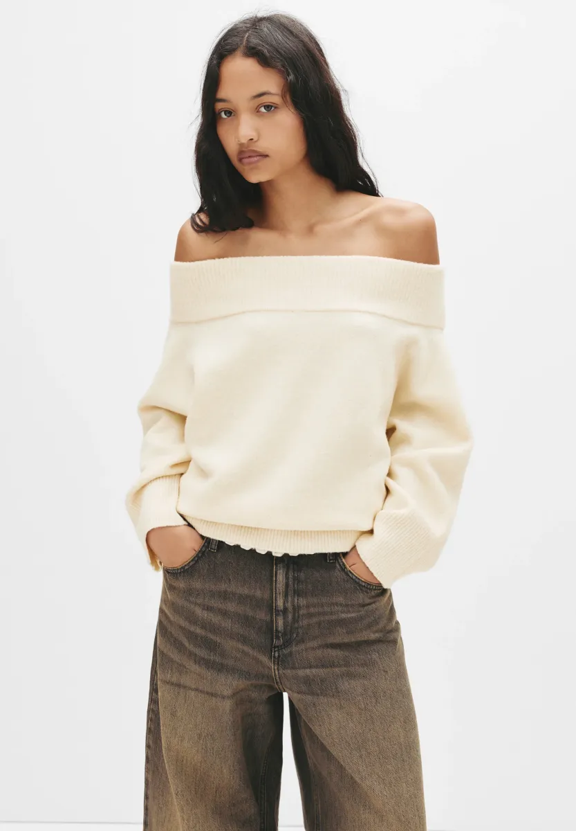 ASYMMETRIC SOFT - Strickpullover - beige