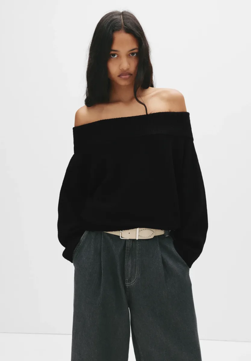 ASYMMETRIC SOFT - Strickpullover - black