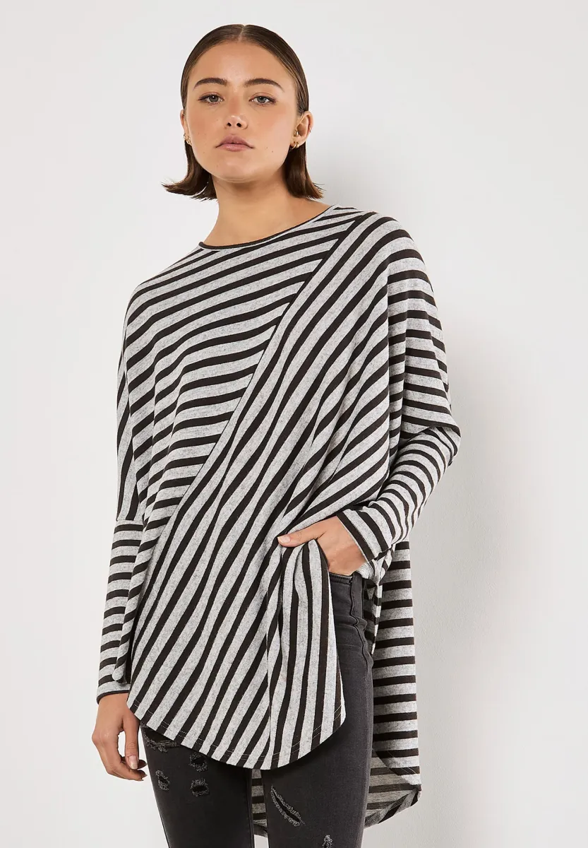 ASYMMETRIC STRIPE TOP - Langarmshirt - grey