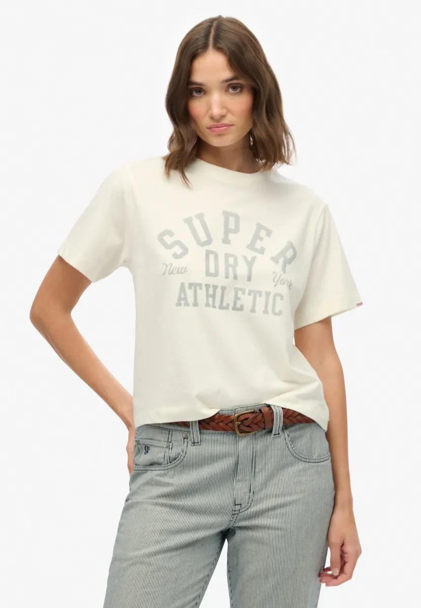 ATHLETIC ESSENTIALS LOOSE - T-Shirt print - desert bone off white