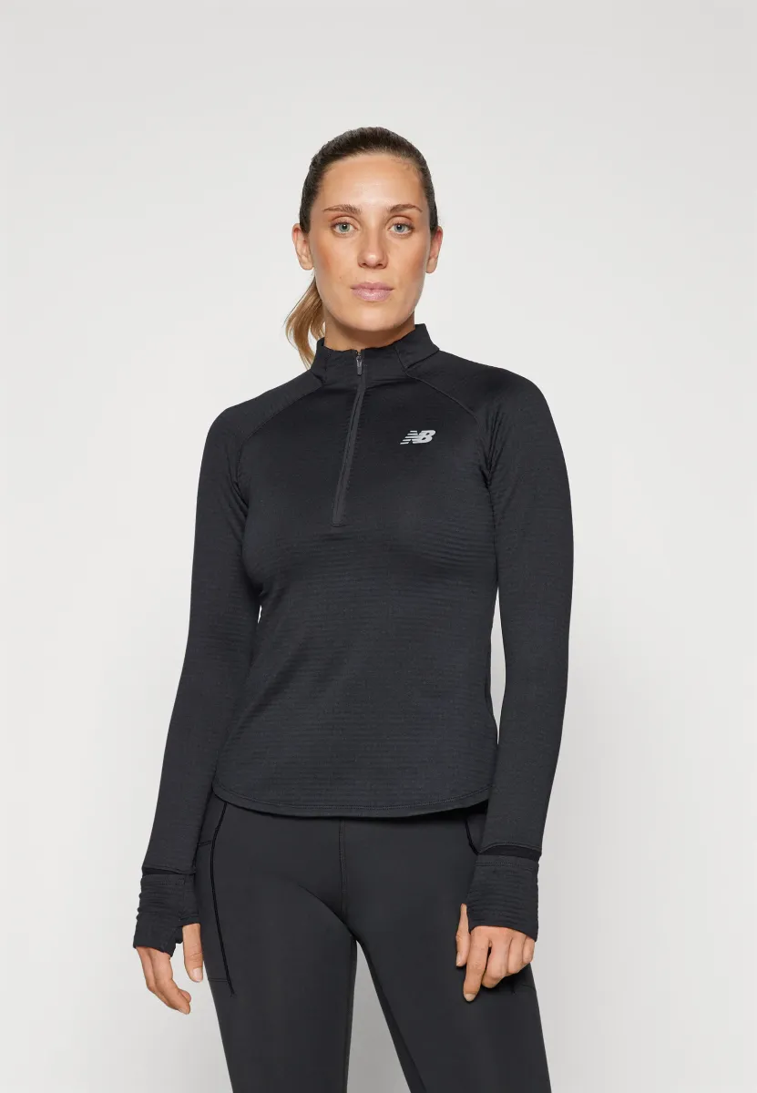 ATHLETICS GRID 1/2 ZIP - Langarmshirt - black