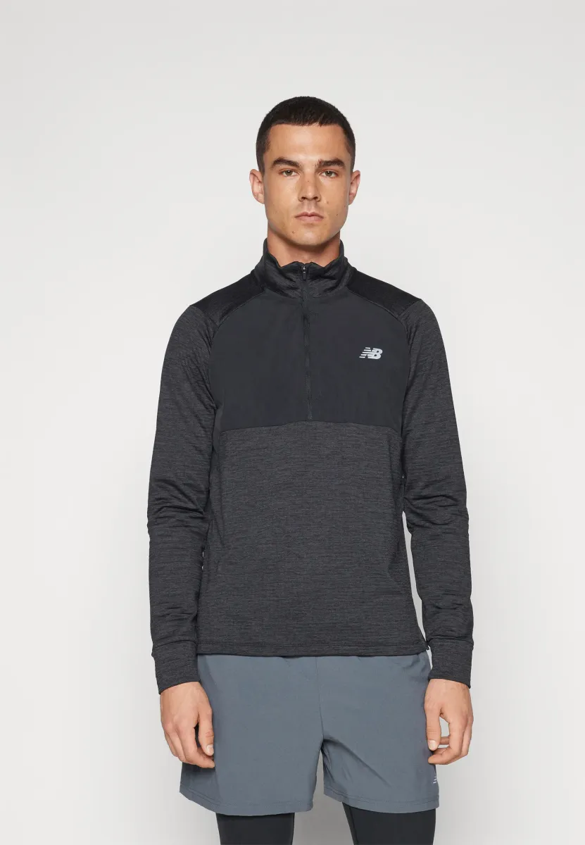 ATHLETICS GRID 1/2 ZIP - Langarmshirt - black
