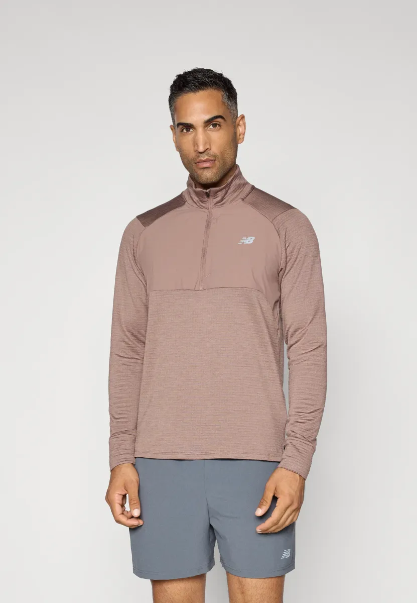 ATHLETICS GRID 1/2 ZIP - Langarmshirt - earth shadow heather