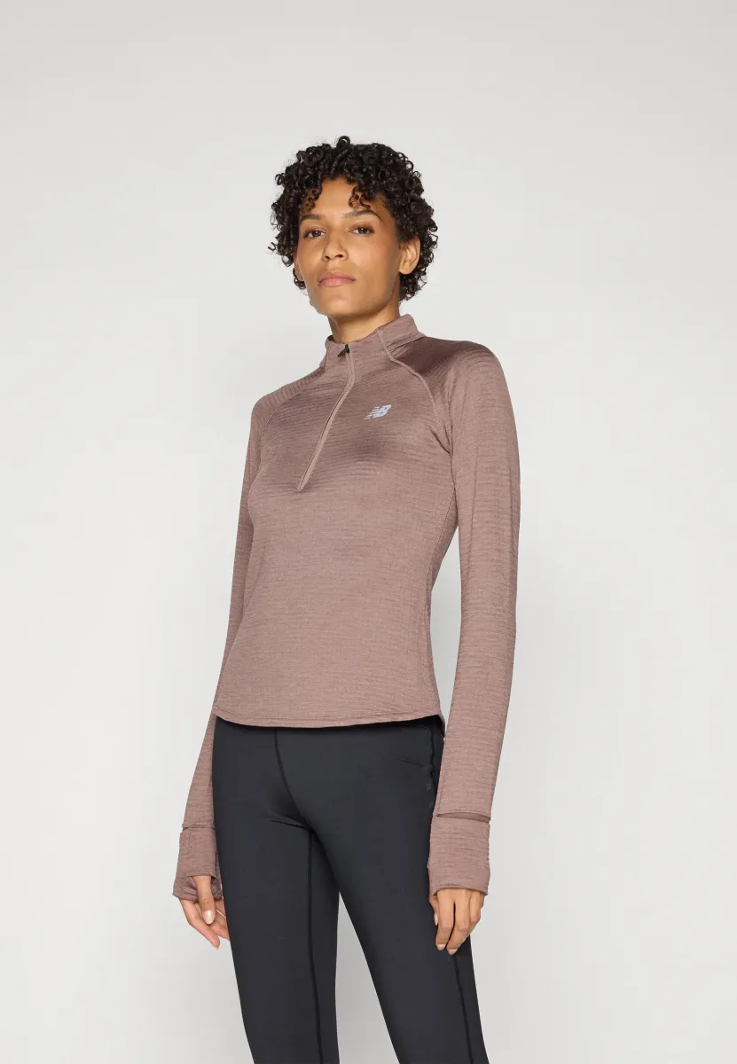 ATHLETICS GRID 1/2 ZIP - Langarmshirt - earth shadow heather