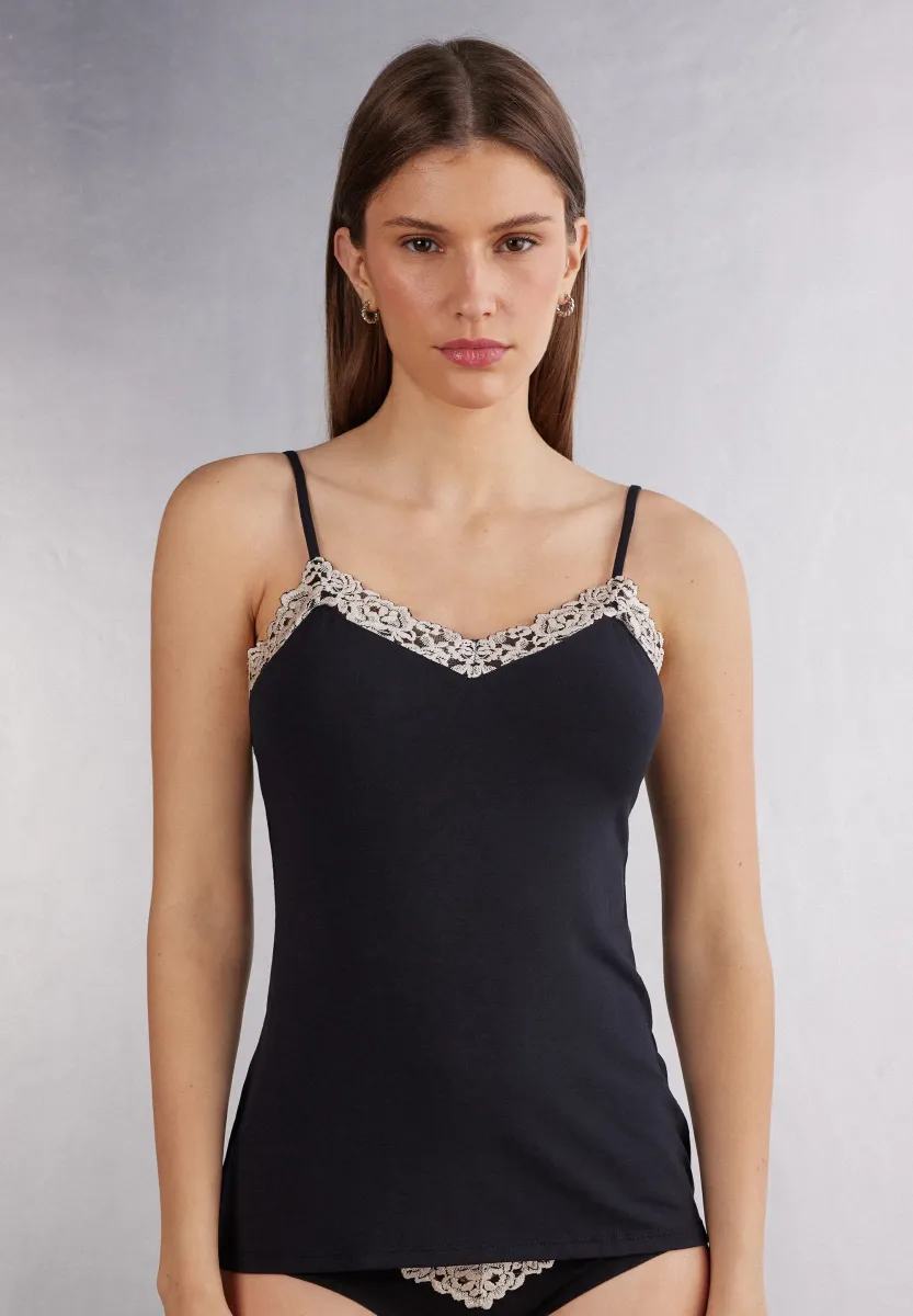 AUS PRETTY FLOWER - Unterhemd/-shirt - nero/ivory