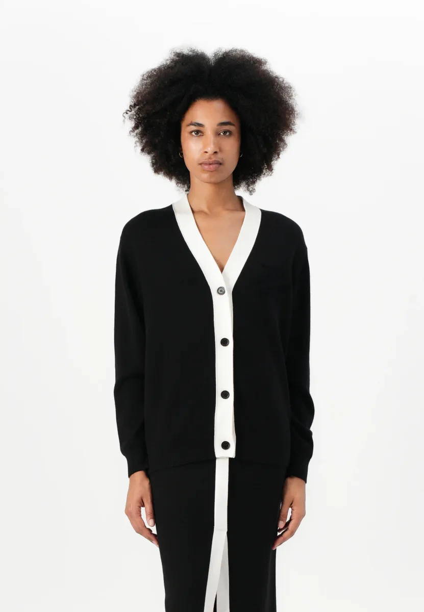 AUTOGRAPH CONTRAST CARDIGAN - Strickjacke - black/white