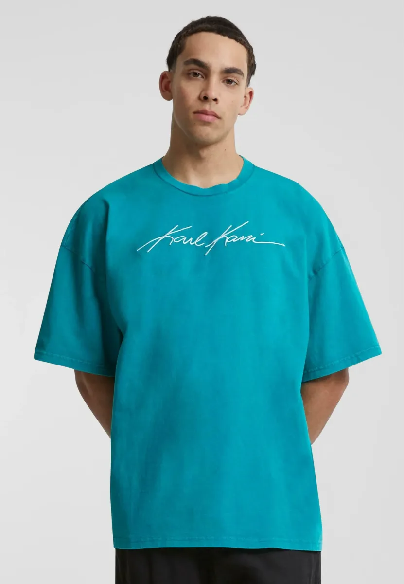 AUTOGRAPH WASHED BOXY TEE - T-Shirt print - aqua