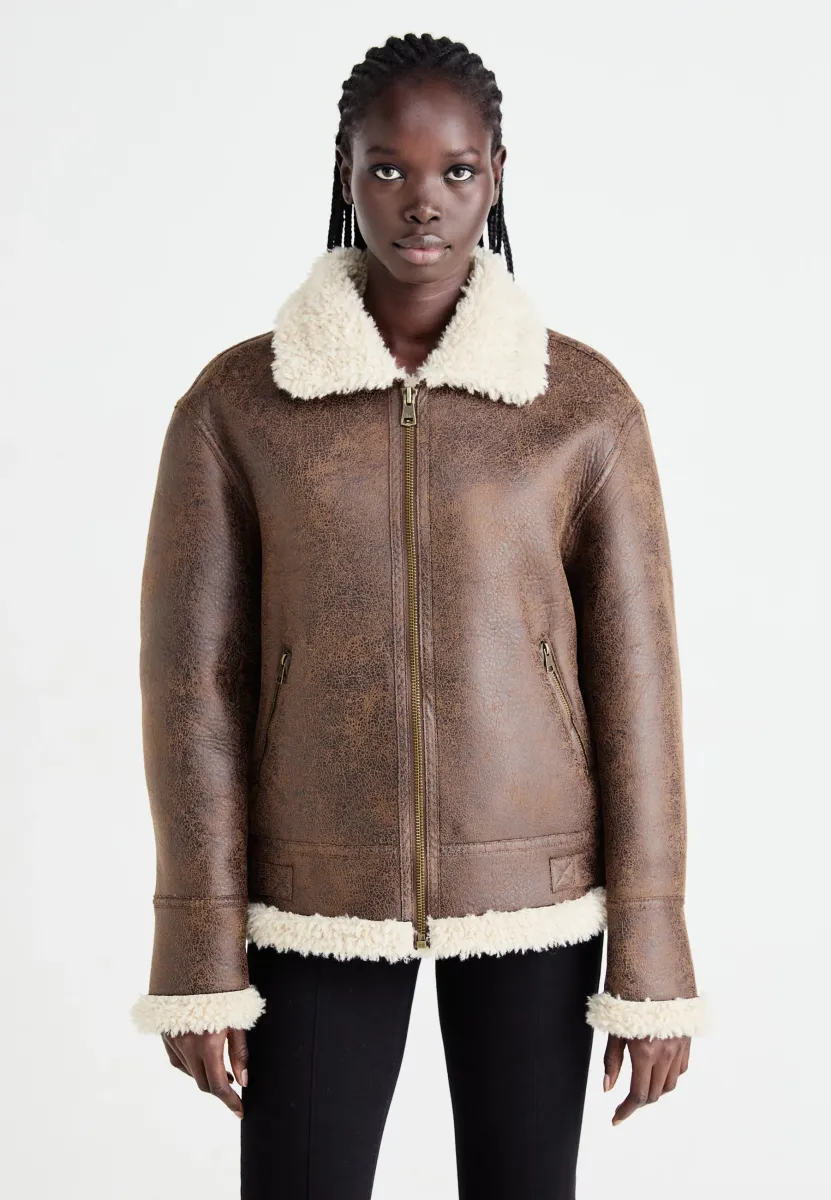 AVIATOR JACKET - Kunstlederjacke - luxe brown