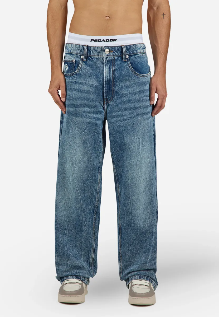 AXAS - Loose Jeans - sprayed washed blue