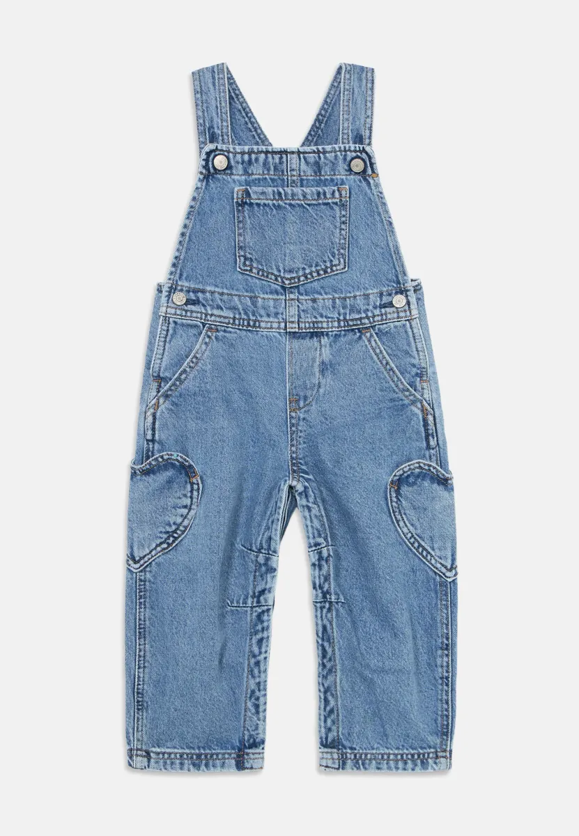 BABY & TODDLER HEART POCKET HORSESHOE OVERALLS - Latzhose - stone blue denim