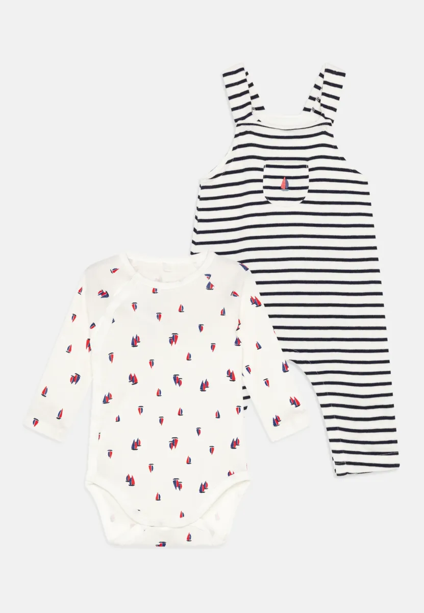 BABY ENSEMBLE SALOPETTE UNISEX SET - Latzhose - marshmallow/smoking