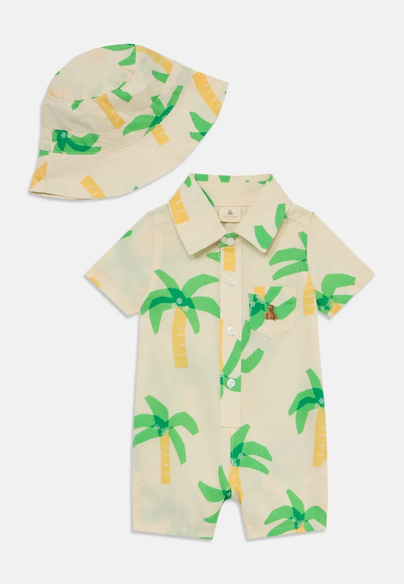 BABY ROMPER TWO-PIECE OUTFIT SET - Hut - beige/multicoloured