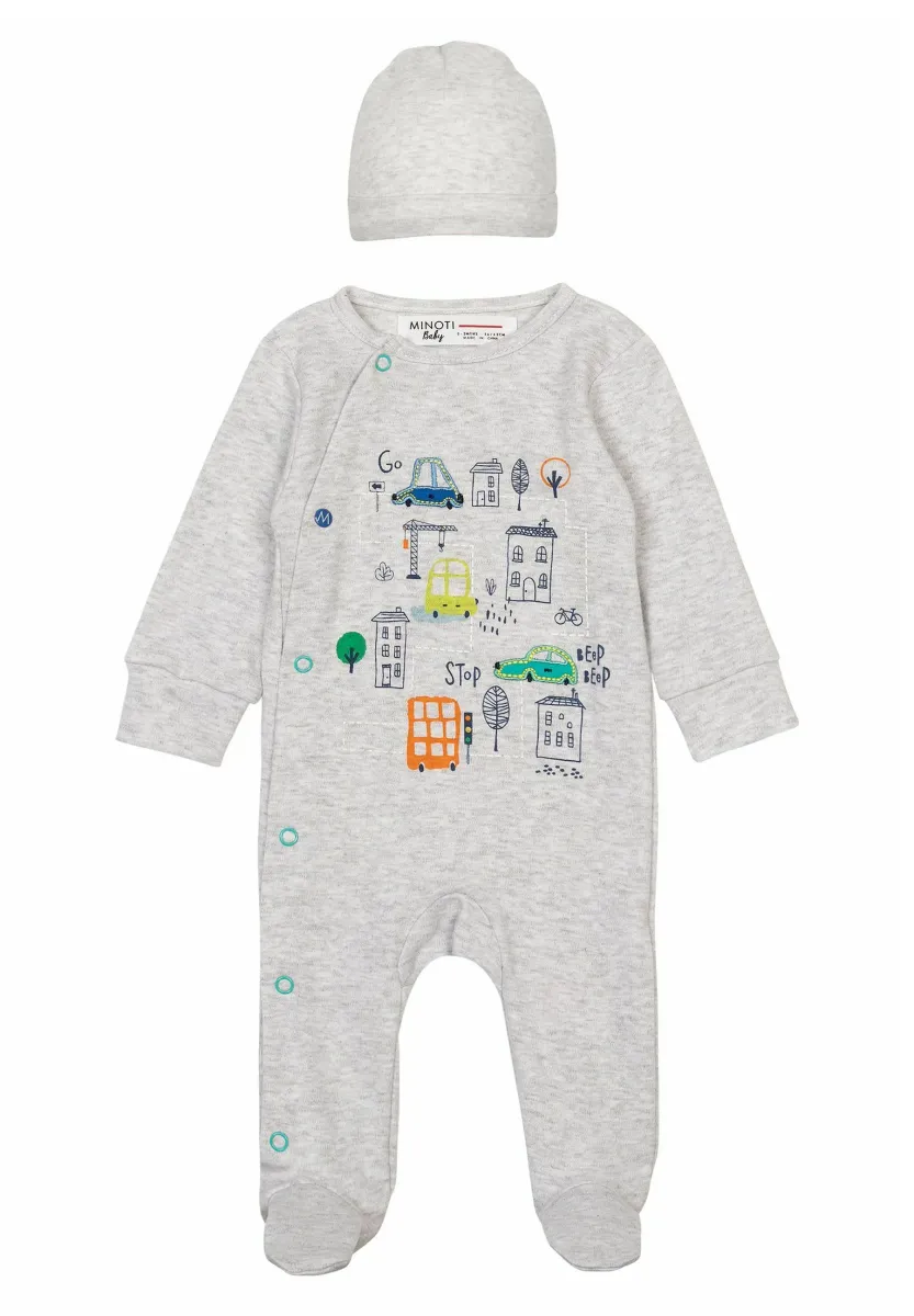 BABY SET SLEEPSUIT AND HAT - Jumpsuit - grey
