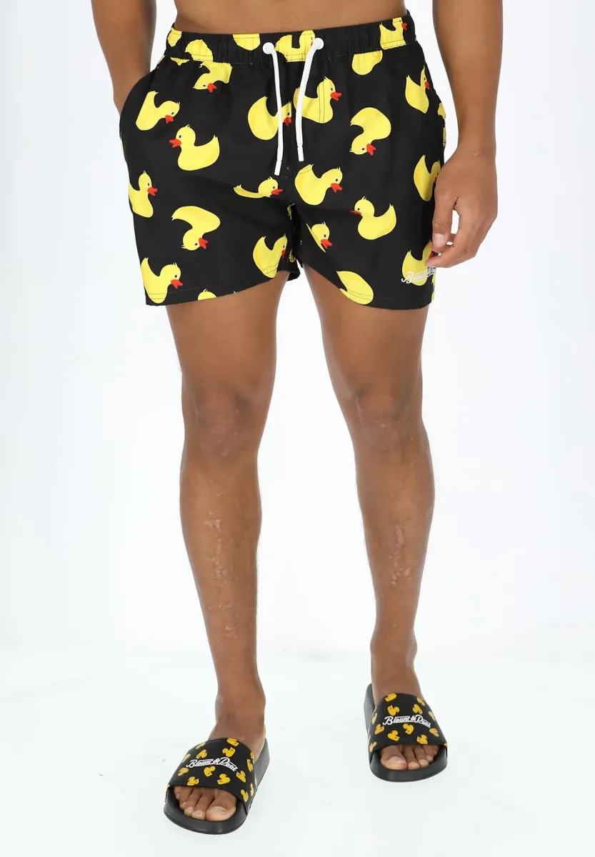 Badeshorts - black yellow duck