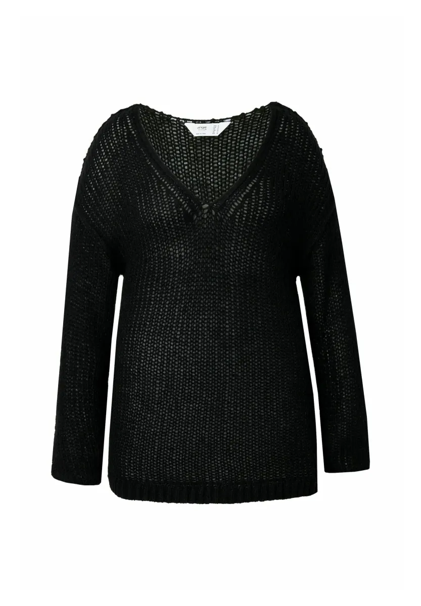 BALLONÄRMEL - Strickpullover - black