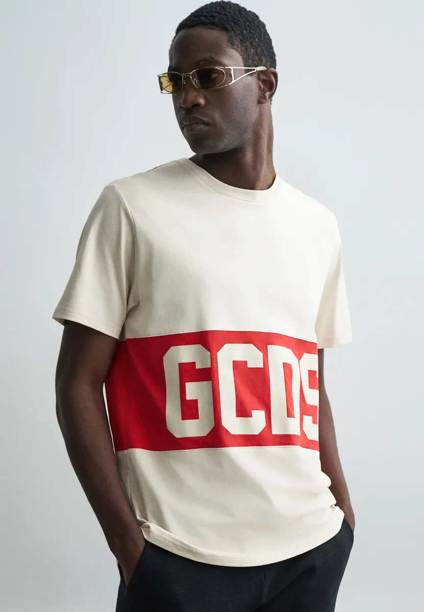 BAND LOGO REGULAR - T-Shirt print - bone/red