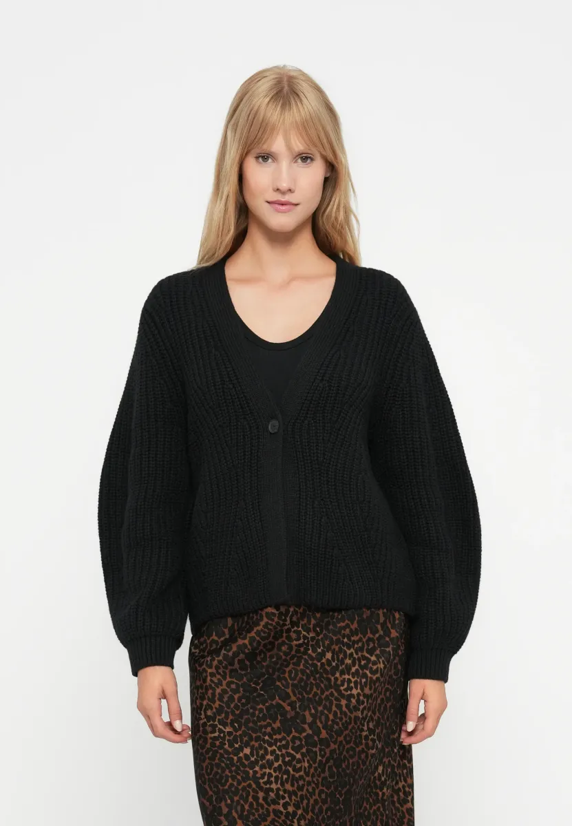 BARREL CARDI - Strickjacke - black