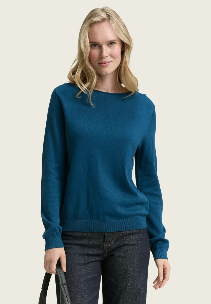 BASIC BOAT NECK - Strickpullover - dark petrol