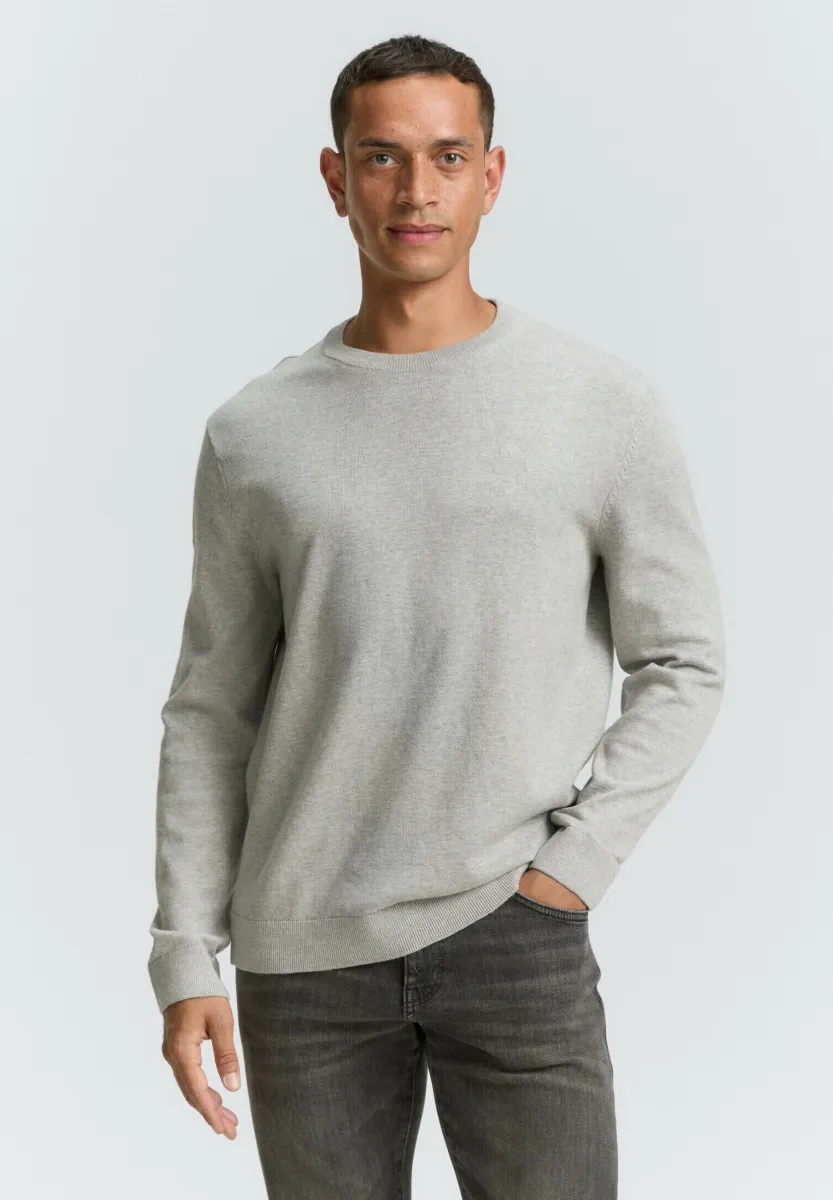 BASIC CREWNECK - Strickpullover - light soft grey melange