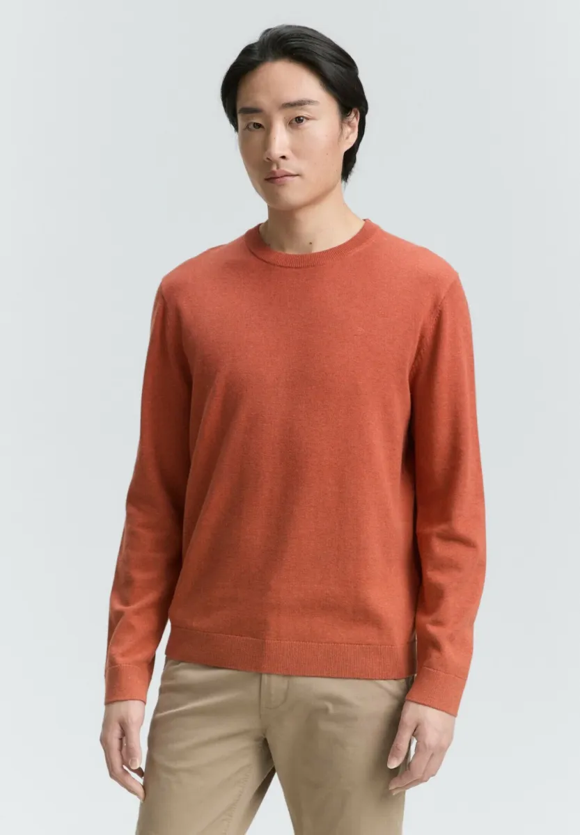 BASIC CREWNECK - Strickpullover - rust red melange