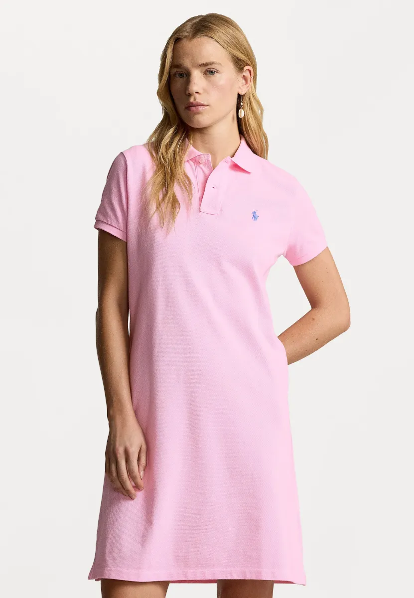 BASIC MESH SHORT SLEEVE COTTON DRESS - Freizeitkleid - carmel pink