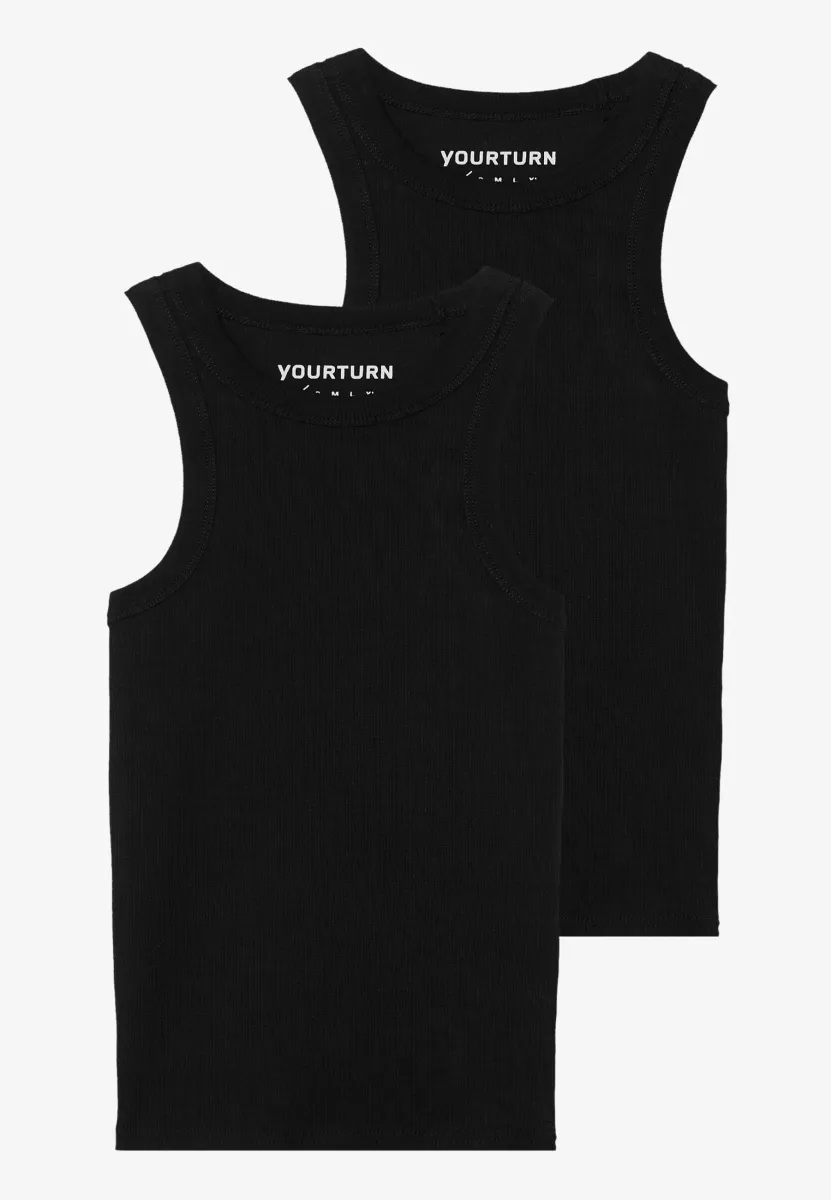 BASIC RIB MUSCLE RACER TANKS UNISEX 2 PACK - Top - black