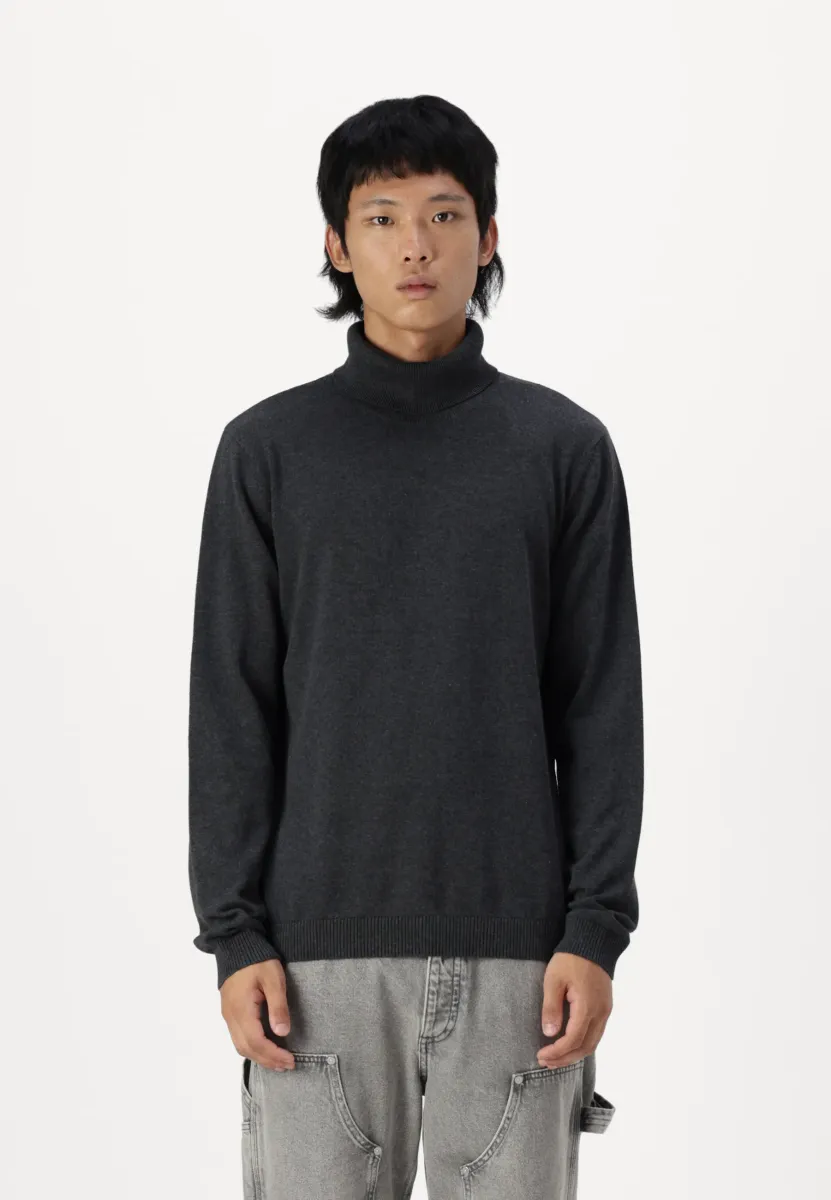BASIC ROLL - Strickpullover - dark grey melange
