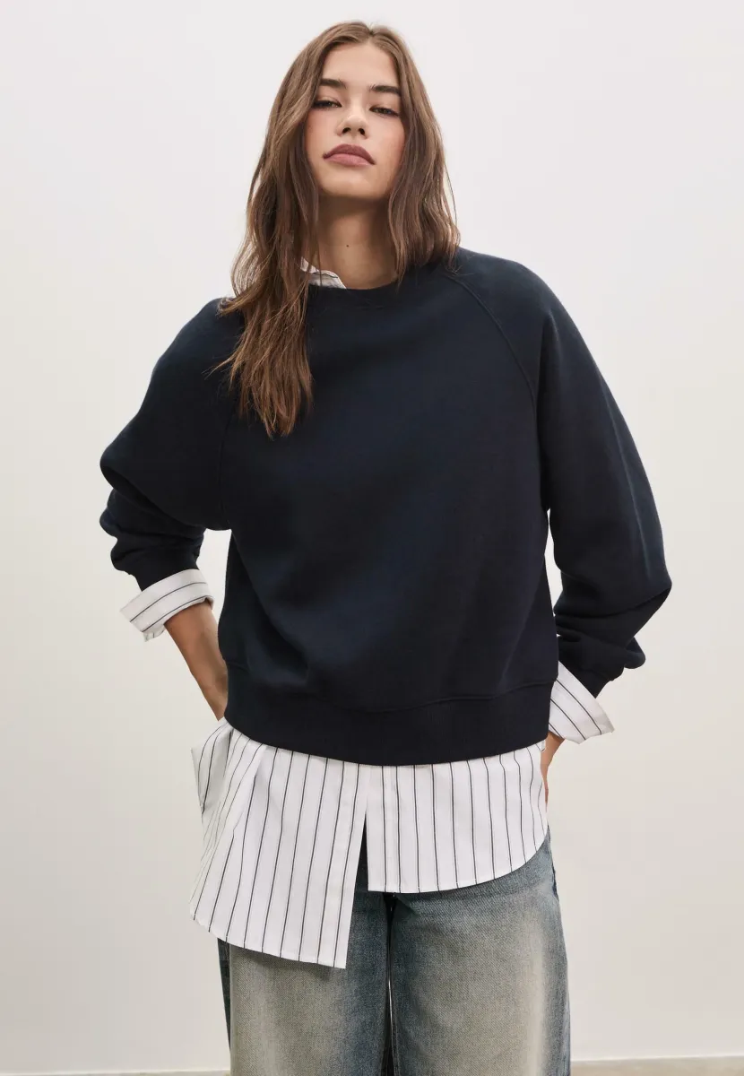 BASIC - Sweatshirt - mottled dark blue