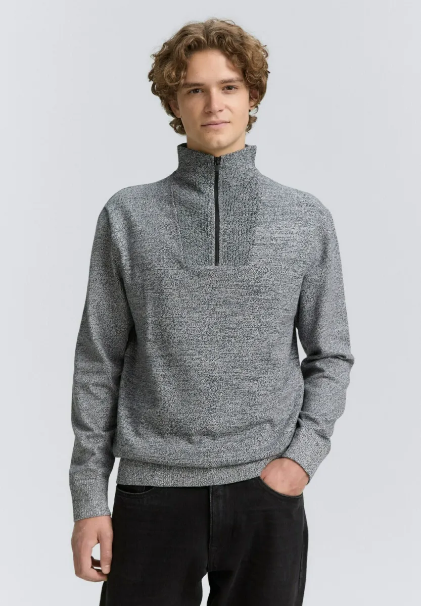 BASIC TROYER - Strickpullover - navy white mouline