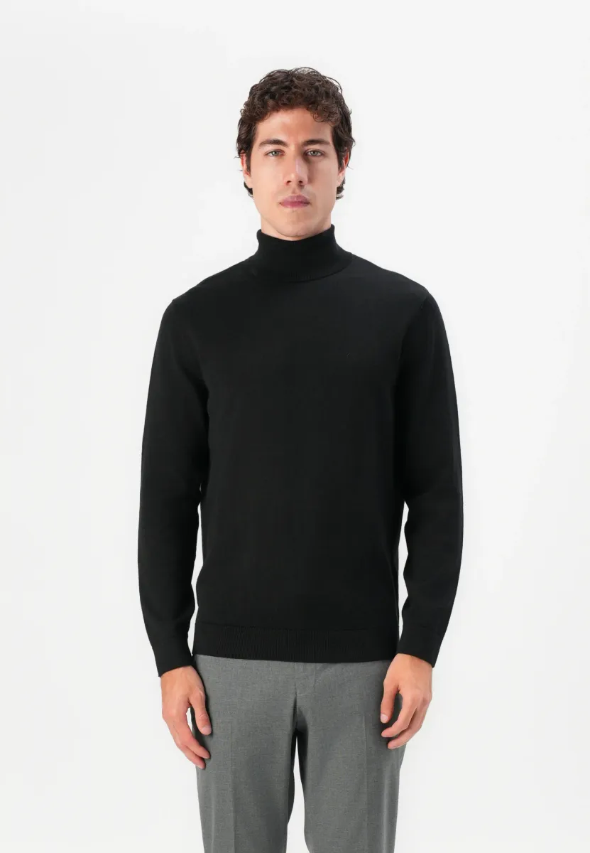 BASIC TURTLENECK - Strickpullover - black
