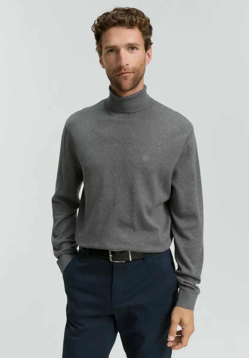 BASIC TURTLENECK - Strickpullover - classic dark grey melange