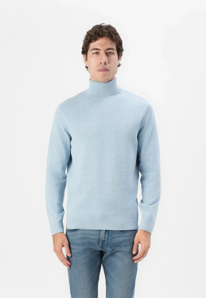 BASIC TURTLENECK - Strickpullover - light metal blue