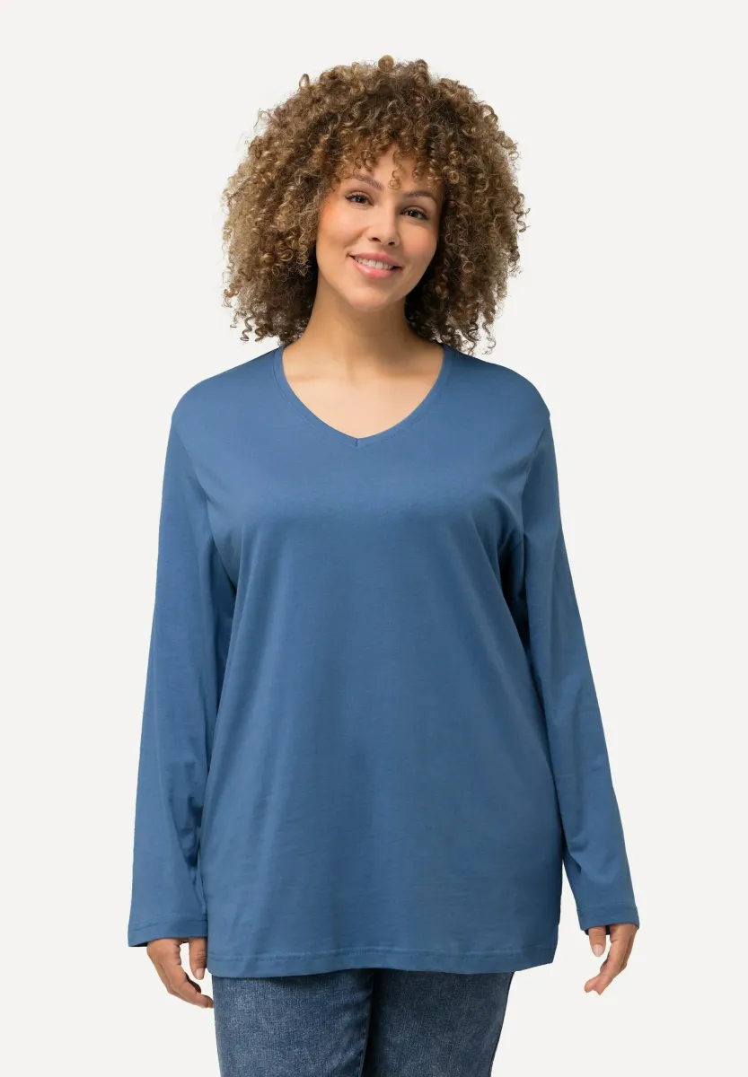 BASIC-V LANGARM  - Langarmshirt - blue denim