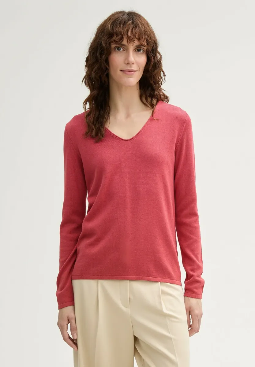 BASIC V-NECK - Strickpullover - berry red