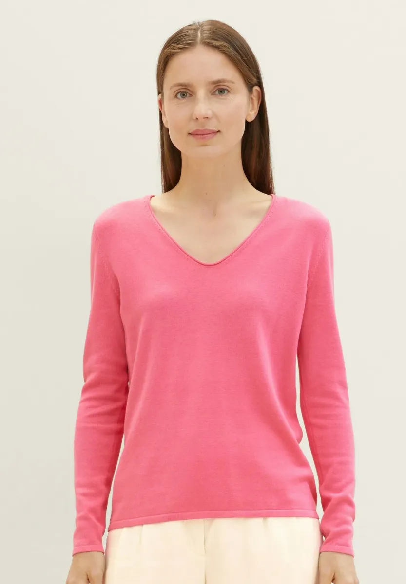 BASIC V-NECK - Strickpullover - carmine pink